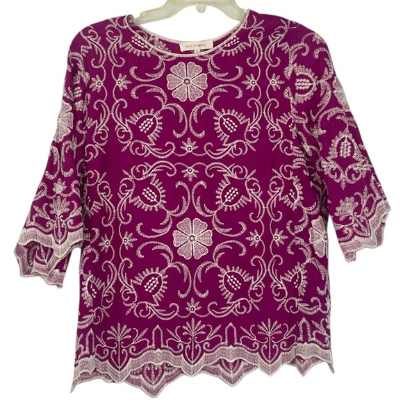 Solitaire Tops - Solitaire embroidered blouse. Size medium GUC